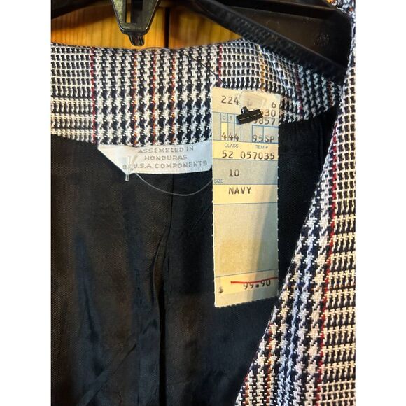 VINTAGE Gilmor Womens Lined Black White Houndstooth Blazer READ Size 10 (5176) - Picture 4 of 8